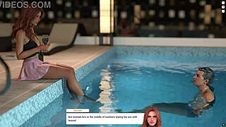 Redhead Rides Big Tits Poolside After Licking Pussy And Assfucking Deep