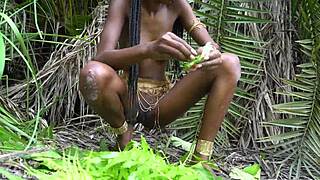 hot african babe cooks topless in jungle heat 🔥🌿😍