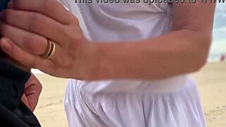 busty stranger milf strokes my monster cock to cumshot in public crowd pov