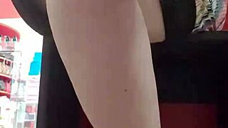 after her workout your stepsis tries on shoes flashing dirty feet and panties in store