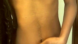 Skinny ebony teen wife licks big black cock under femdom control