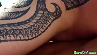 Busty tattooed lacey jayne and james angel fuck black monster cock in nuru massage