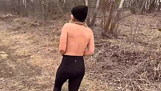 i strip naked flashin my big tits n get fucked deep in forest