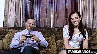 brooke haze plays xbox with stepdad before banging