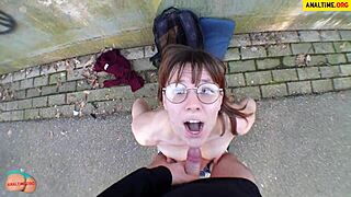 Skinny 18+ student fucked hard in public POV by amateur German guy