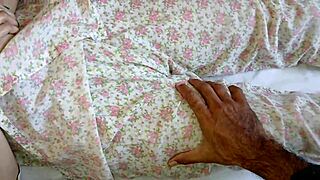 grandma lifts legs wide as he dives into her eager spot