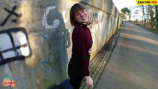 Skinny 18+ student fucked hard in public POV by amateur German guy