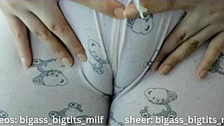 juicy colombian bbw milf spreads big pussy lips cameltoe in tight pajamas wet clit tease