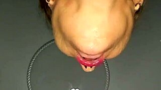 Mature gilf gags on young cock in sloppy deepthroat cum explosion