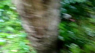 Huge Tits Step-Mom Dildos Herself in Rainy Jungle