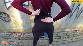 Skinny 18+ student fucked hard in public POV by amateur German guy