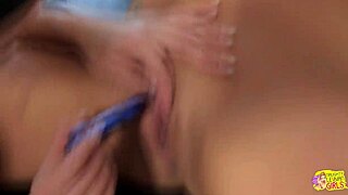 Blonde Strapon Hardcore Fucks Bent Over Lesbian Friend's Pussy