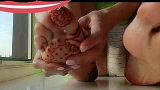 Oily Legs Foot Massage with Panties Dropped, No Skirt Needed!