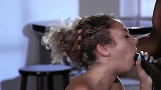 Small tits blonde Allie Addison rides black monster cock hard