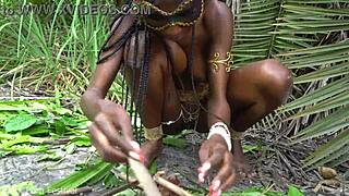 hot african babe cooks topless in jungle heat 🔥🌿😍