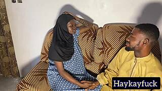 Horny 18+ hijab teen with narrow ass rides big black monster cock hard and wild