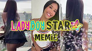 Ladyboystar Memie crossdresses petite shemale sucks cock then anal assfucks on first date