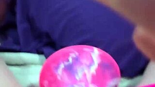 dirty talking wife masturbates with huge dildo cums twice squirting massively on video call.