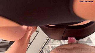 POV Horny Mature Stella Sucks COCK in Pantyhose