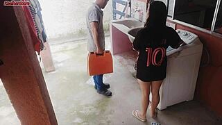 Married Housewife's Heart Races Paying Tech with Big Ass While Cuck's Gone