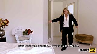 Sly father-in-law seduces son's cute bride for pre-wedding ass lick and blowjob