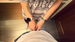 stranger sneaks in restaurant toilet and pumps hot cum into my wet milf panties again