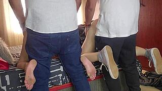 swap girlfriends with buddy for intriguing creampie fun in her tight pussy