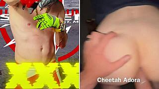 wanna see this big ass blonde in thong at beach yoga party?