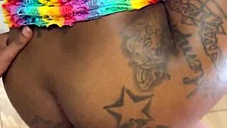 that hawt ebony big booty bitch slurps sloppy then rides rough bareback creampie doggystyle