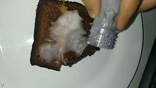 She bakes a bolo then drowns it in thick cum for her sticky homemade treat