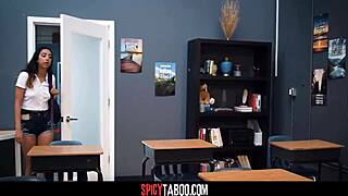 Hey stepdad, bend me over and fuck my teen pussy in classroom now?