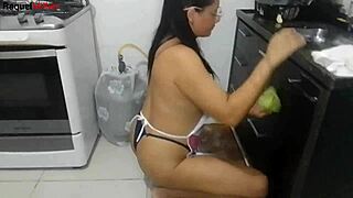 Naughty maid sneaks a boss suck in the kitchen?