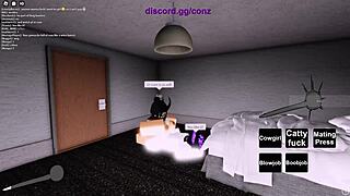 guy bends hot roblox fan over for doggystyle creampie pounding