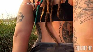 a dread hot brazilian gets wet fucking public almost caught