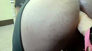 blonde shemale big ass takes huge dildo anal with cum farts in bathroom