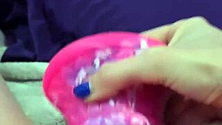 dirty talking wife masturbates with huge dildo cums twice squirting massively on video call.