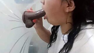 playing in the bathroom with stepbro's shirt while i finger myself ughh so wet