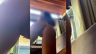 petite teen brunette's tiny panties slip showing her small pussy twerk outdoors