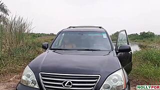 pretty village babe picked up for car cowgirl on monster cock!