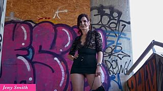 Jeny Smith Teases Bubble Butt and Pussy Outdoor in Miniskirt Upskirt Masturbation Seduction!