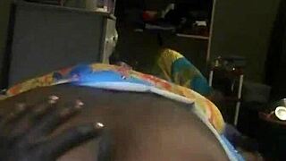 Busty African ebony spreads shaved pussy and squirts wildly