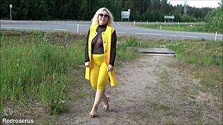 Lady Enjoys Sunny Summer Day in Yellow Amid Nature's Beauty