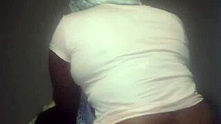 goddamn ebony stepsis with big tits spreads shaved pussy for bbc pounding and squirt!!