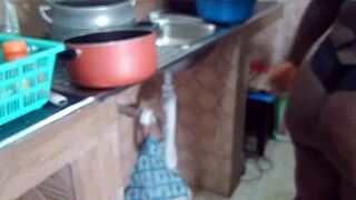 Chocolate's juicy pussy sneaks home play, you won't believe it!