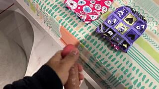 Pervy stepdad rubs stepdaughter's panties on cock before rough doggystyle cum