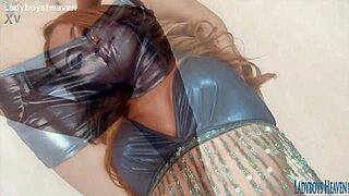 thai ladyboy pinky teases solo with her pink surprise out