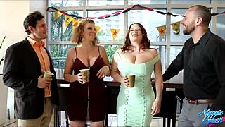 sara jay's big tits bounce on bbc in wild milf threesome