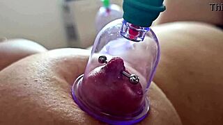 PUMPING SUCK HARD Pierced Nipples Milf POV Bedroom Couple Closeup