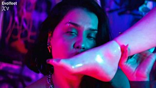 My bisexual Latina feet get licked and fucked in lesbian femdom play