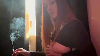 Artemisia loves 😍 hot dildo play while puffing cigarette solo